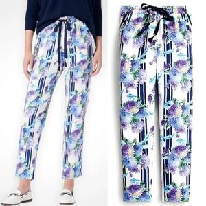 J. Crew | Drapey Pull-on Pant in Vintage Floral Stripe Sz 6